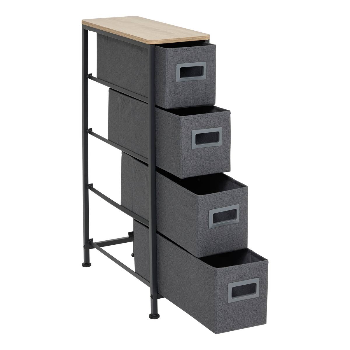 Rangement 4 tiroirs tissu, gris anthracite