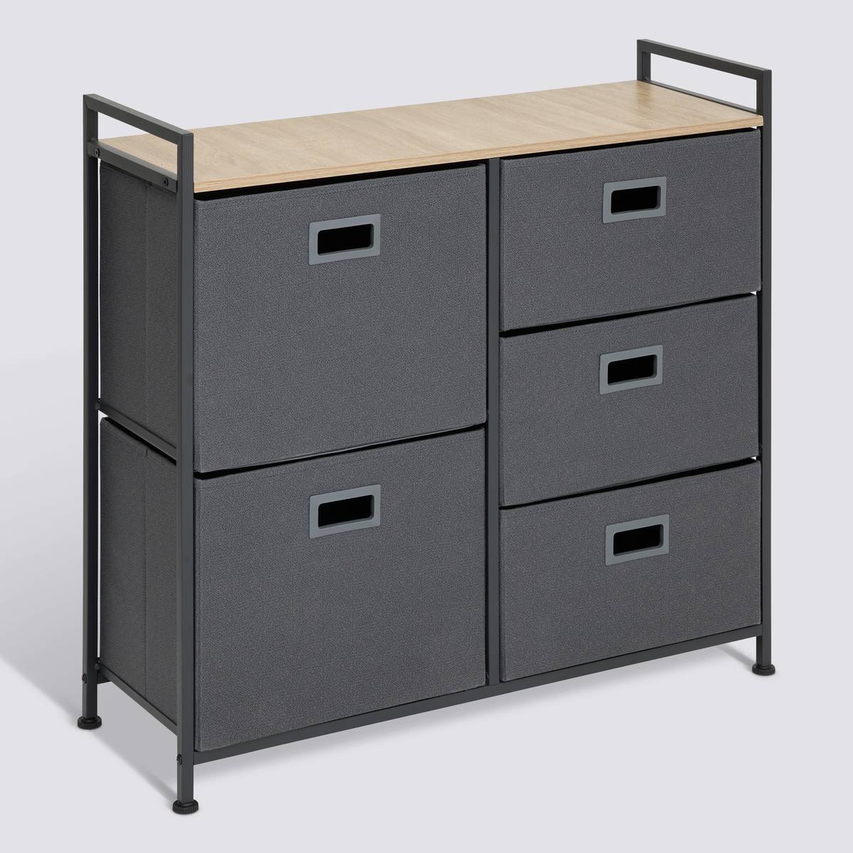 Rangement 5 tiroirs tissu, gris anthracite