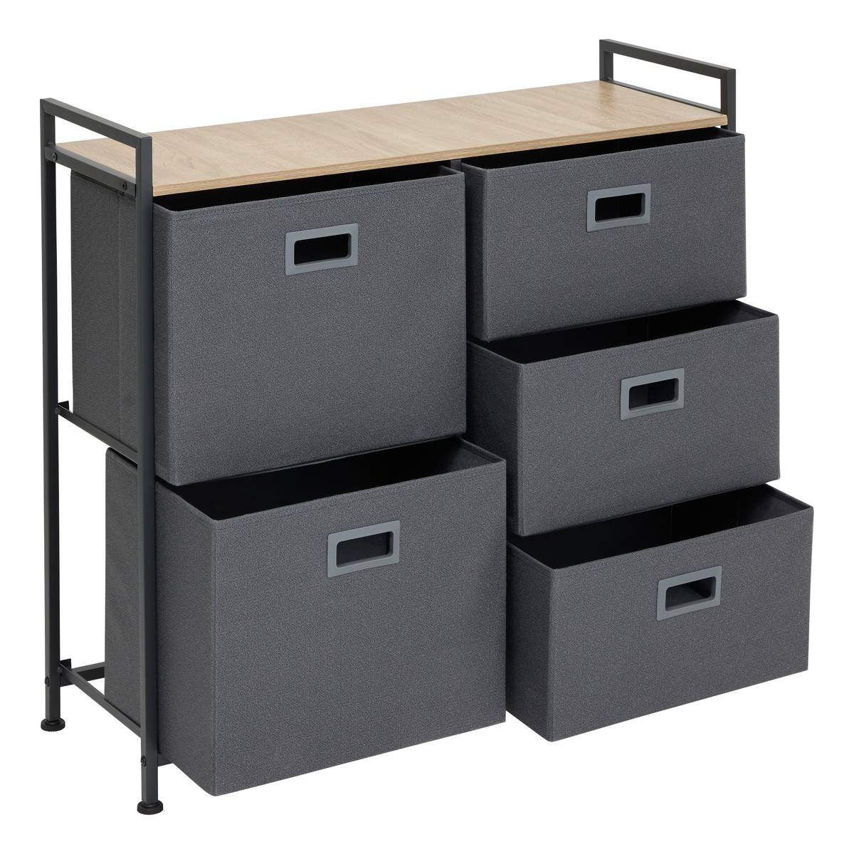 Rangement 5 tiroirs tissu, gris anthracite