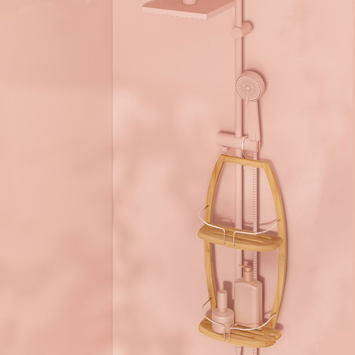 Serviteur de douche 2 niveaux, métal bambou
