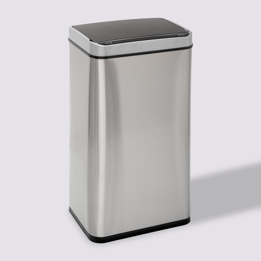 Poubelle De Salle De Bain FIVE Simply Smart - Inox Rectangle 5 Litres - Dimensions 14,5 X 28,2 X 30,5 Cm - Seau Amovible - Design Moderne Argent