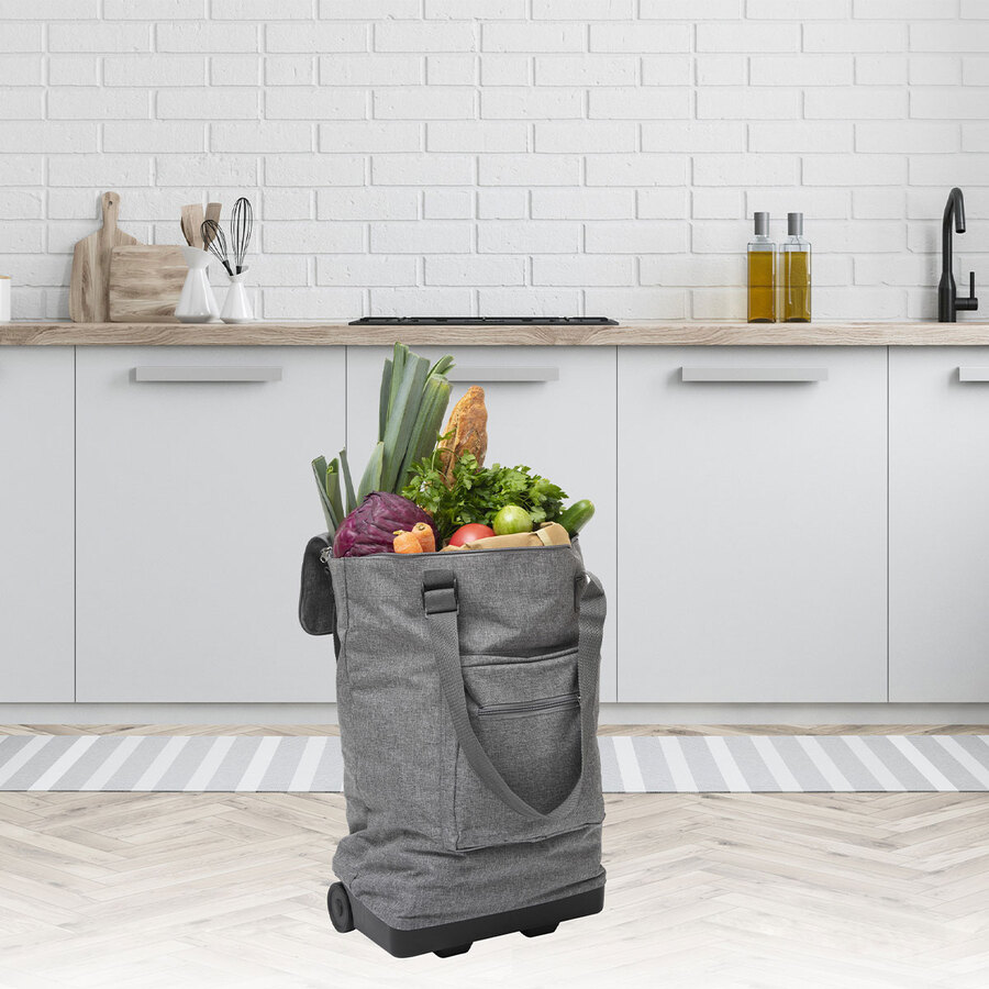 Sac de shopping avec 2 roulettes, gris