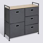 Rangement 5 tiroirs tissu, gris anthracite