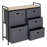 Rangement 5 tiroirs tissu, gris anthracite
