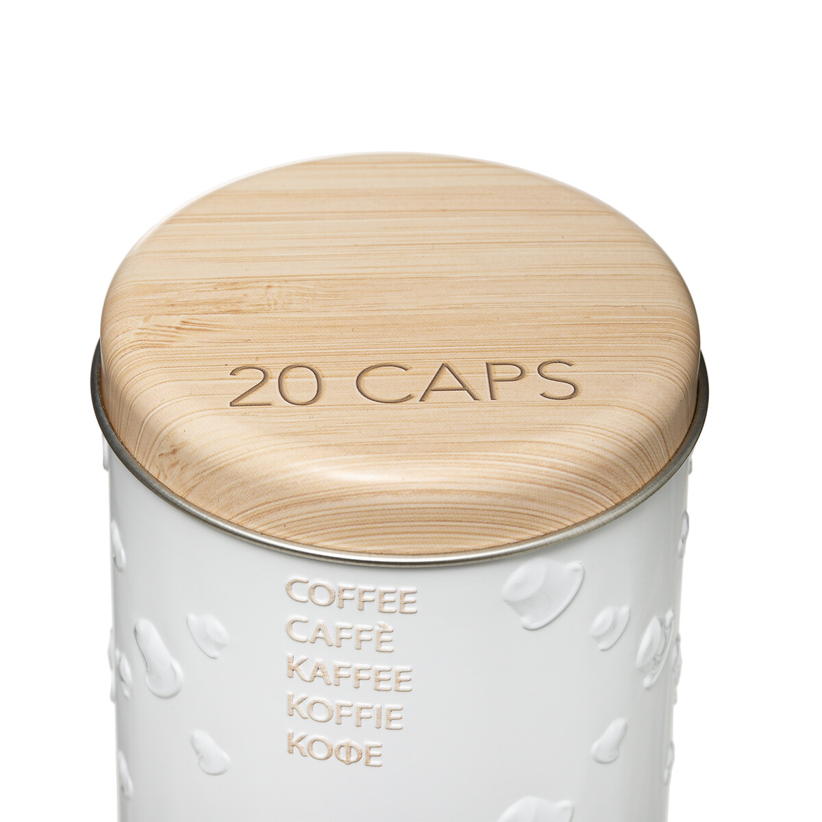 Boîte à café capsules métal, blanc Scandi nature
