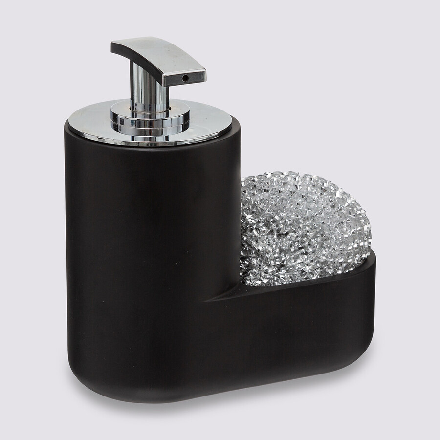 Distributeur de savon avec éponge 300ml, noir