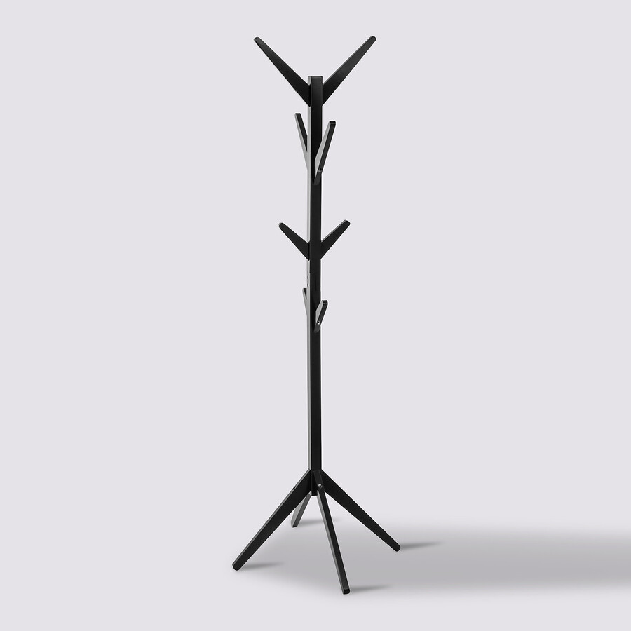 Porte-manteaux 8 crochets bois, noir Blackbamboo