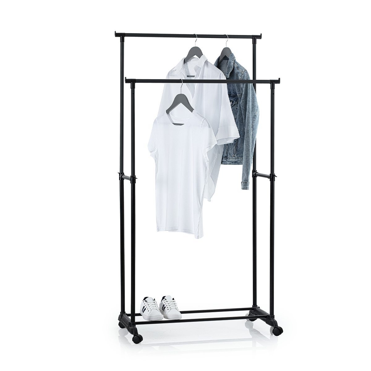 Portant Vêtements Roulettes Porte-vêtements Roulant 2 En 1 Avec