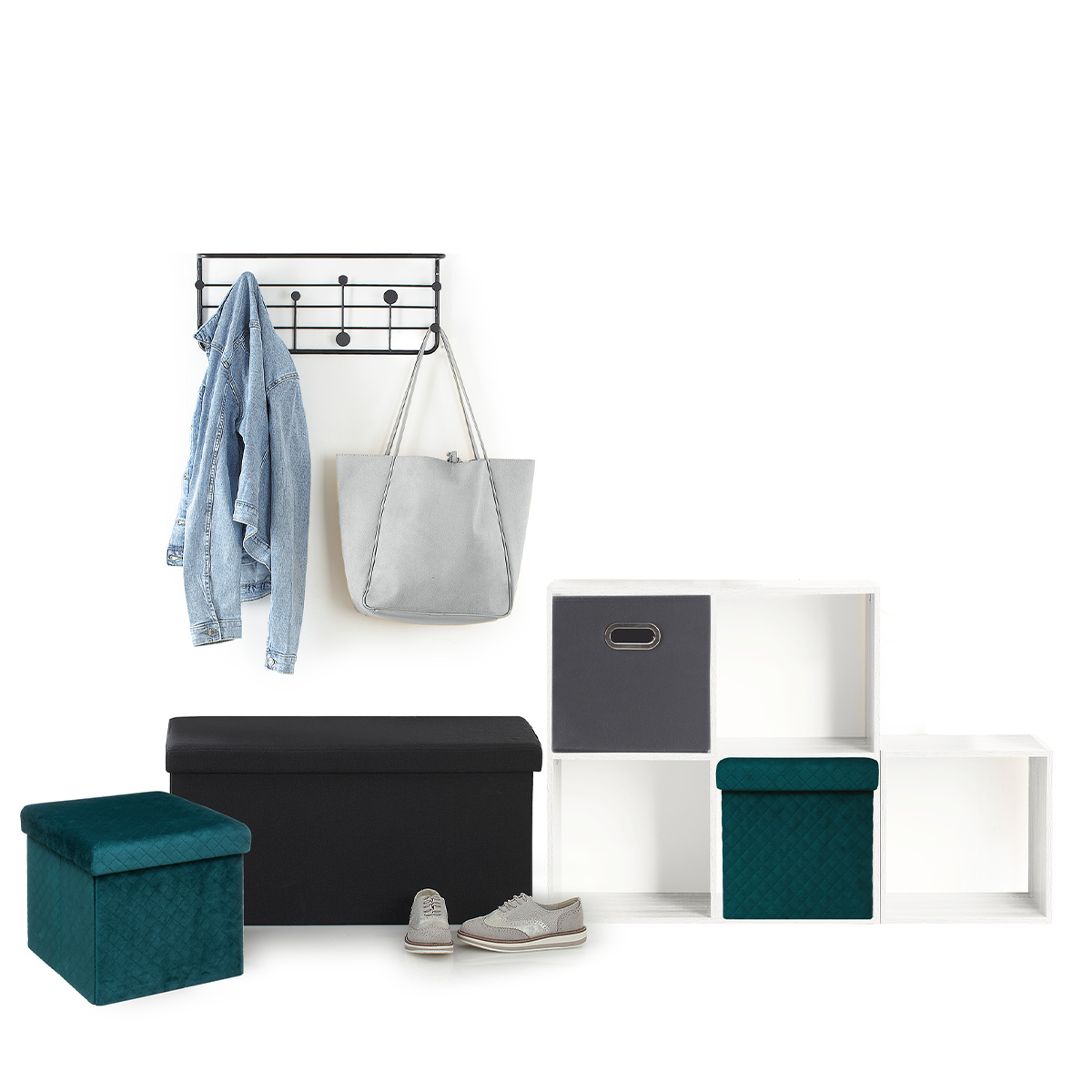 Pouf double pliant, noir