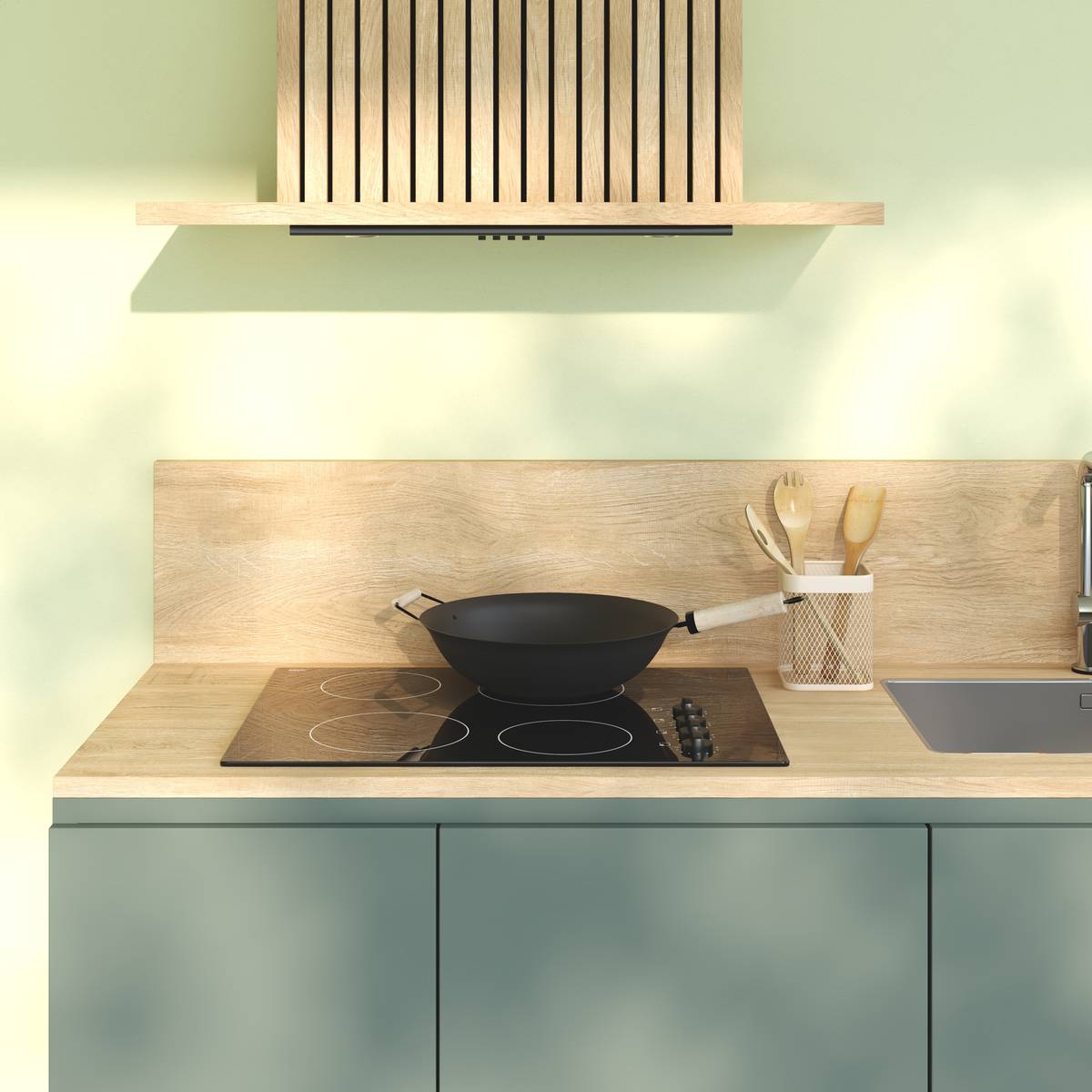 Wok en acier, 35 cm