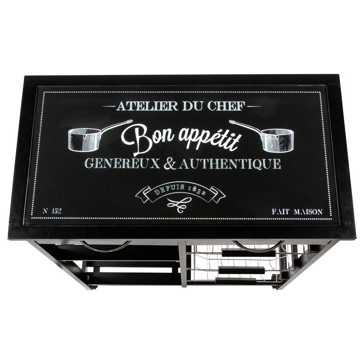 Desserte à roulettes 5 niveaux, noir