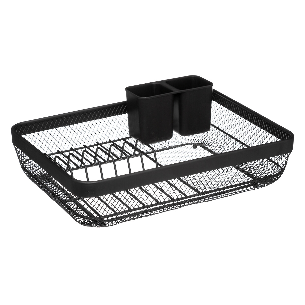 Égouttoir métal  avec plateau, noir