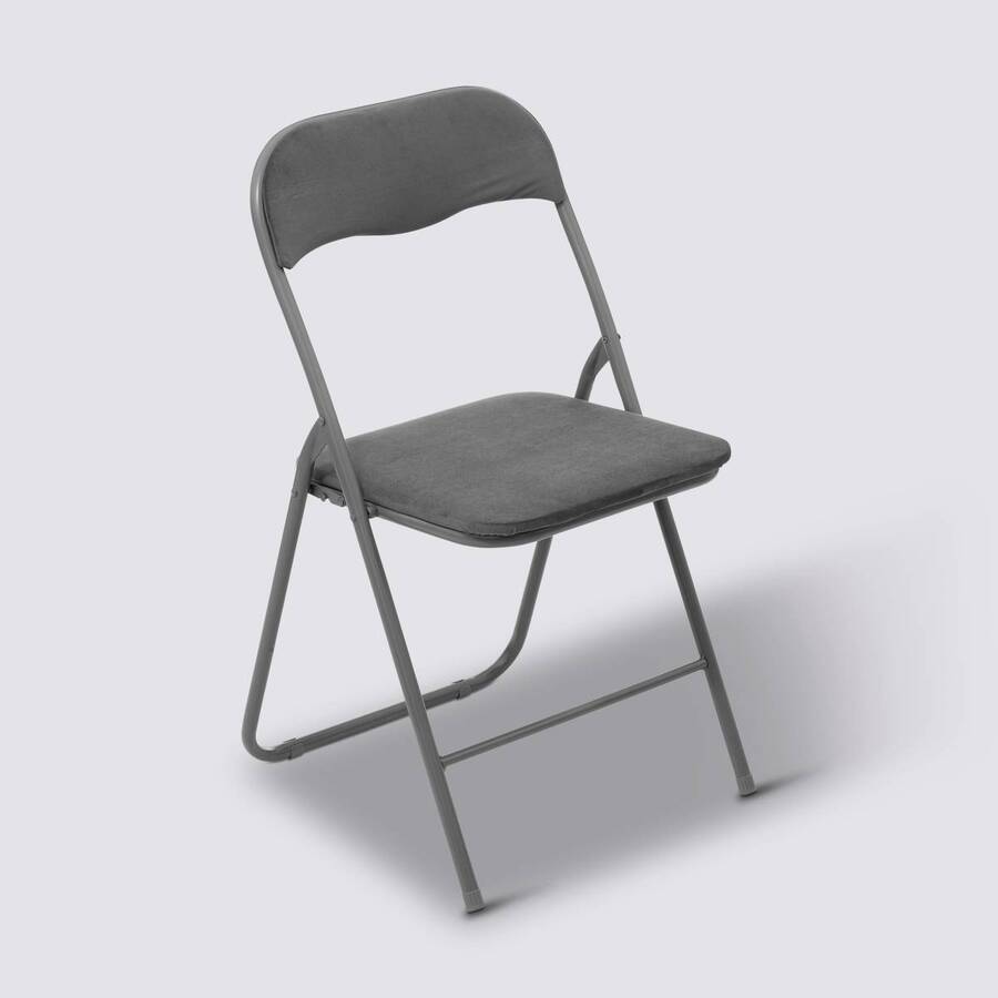 Chaise pliante en velours, gris