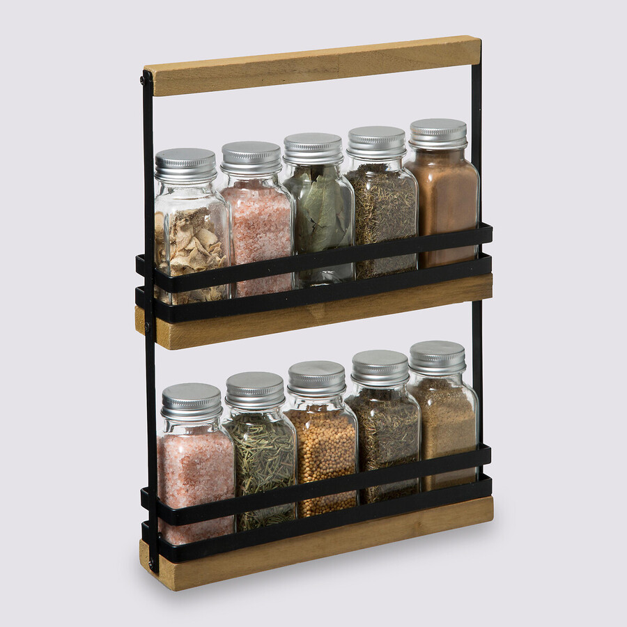 Support 10 pots à épices, bois Blackwood