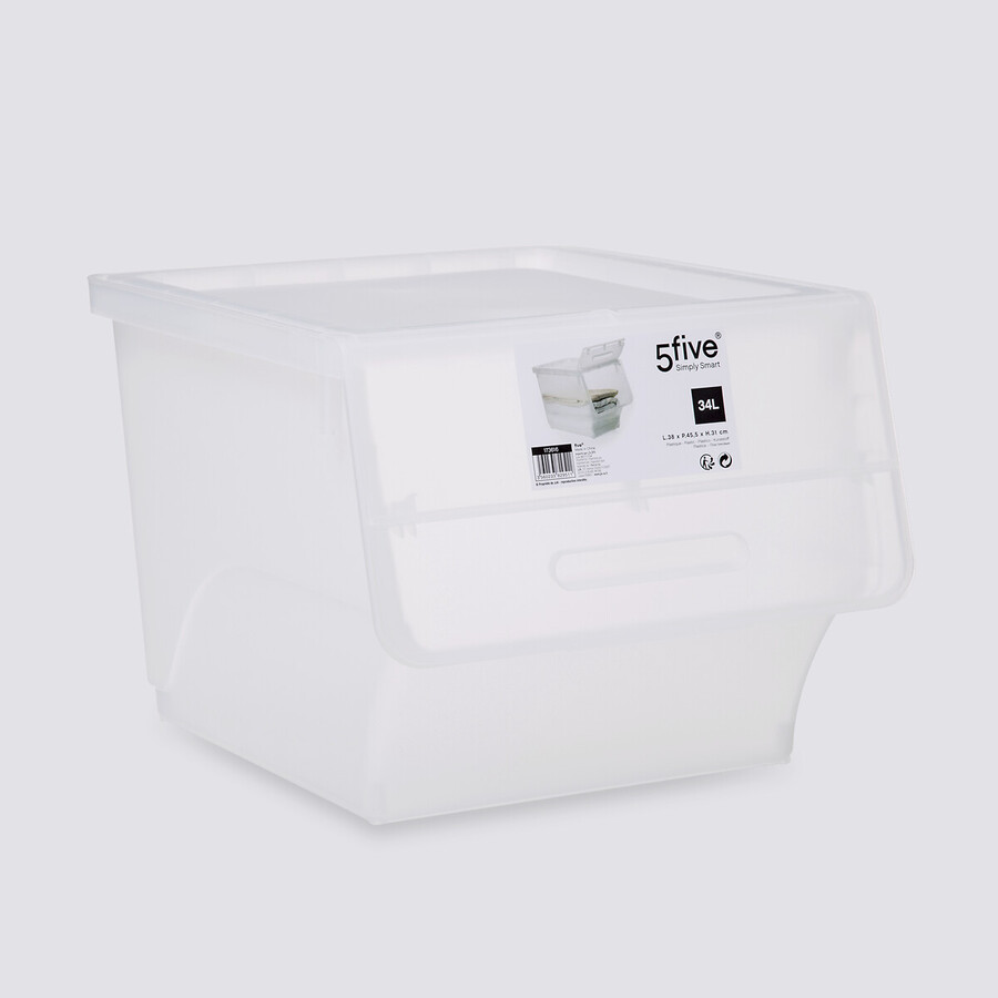 Boîte en plastique transparente à ouverture frontale 34l Open+
