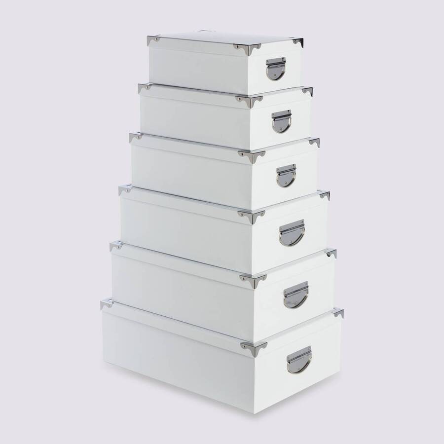 6 boîtes coin métal, blanc Box'