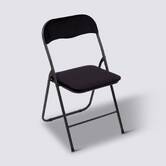 Chaise pliante en velours, noir