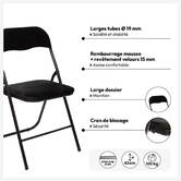 Chaise pliante en velours, noir