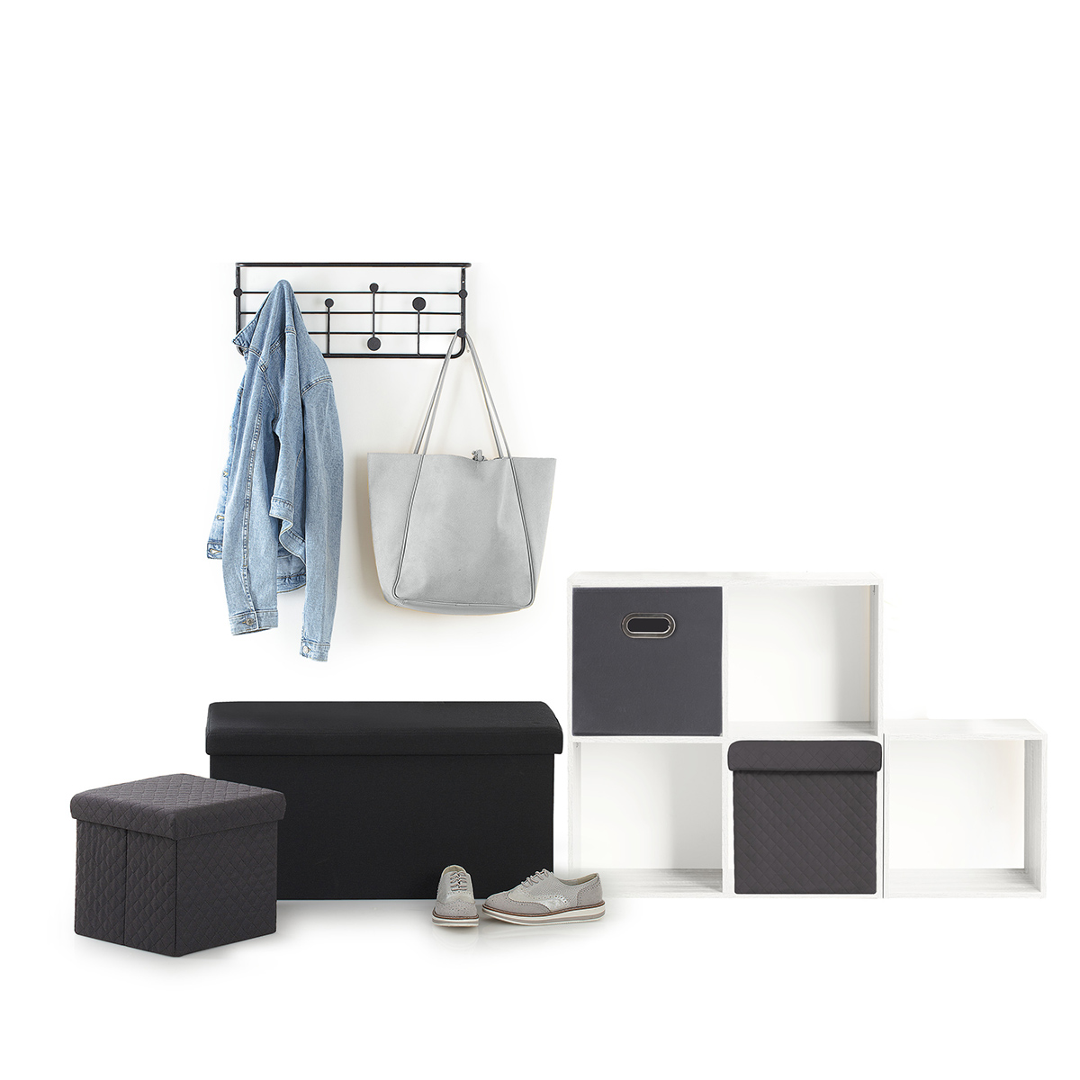Pouf pliable 31x31 cm,gris anthracite Mix'n modul