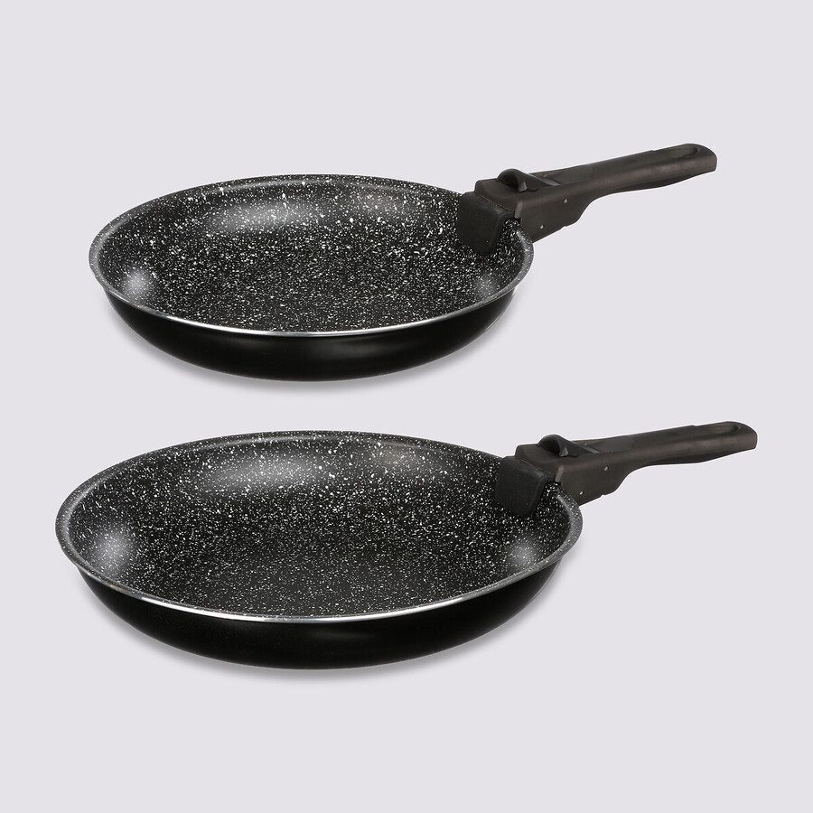 2 poêles aluminium poignée amovible, 24/28 cm Amovible