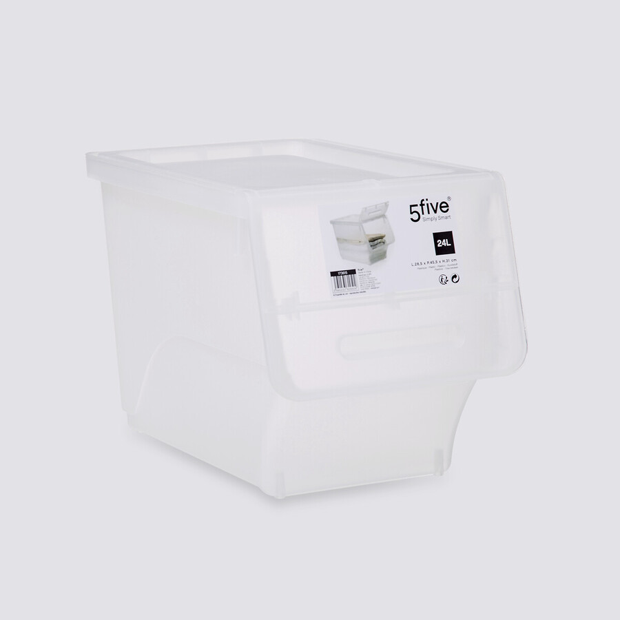 Boîte en plastique transparente à ouverture frontale 24l Open+