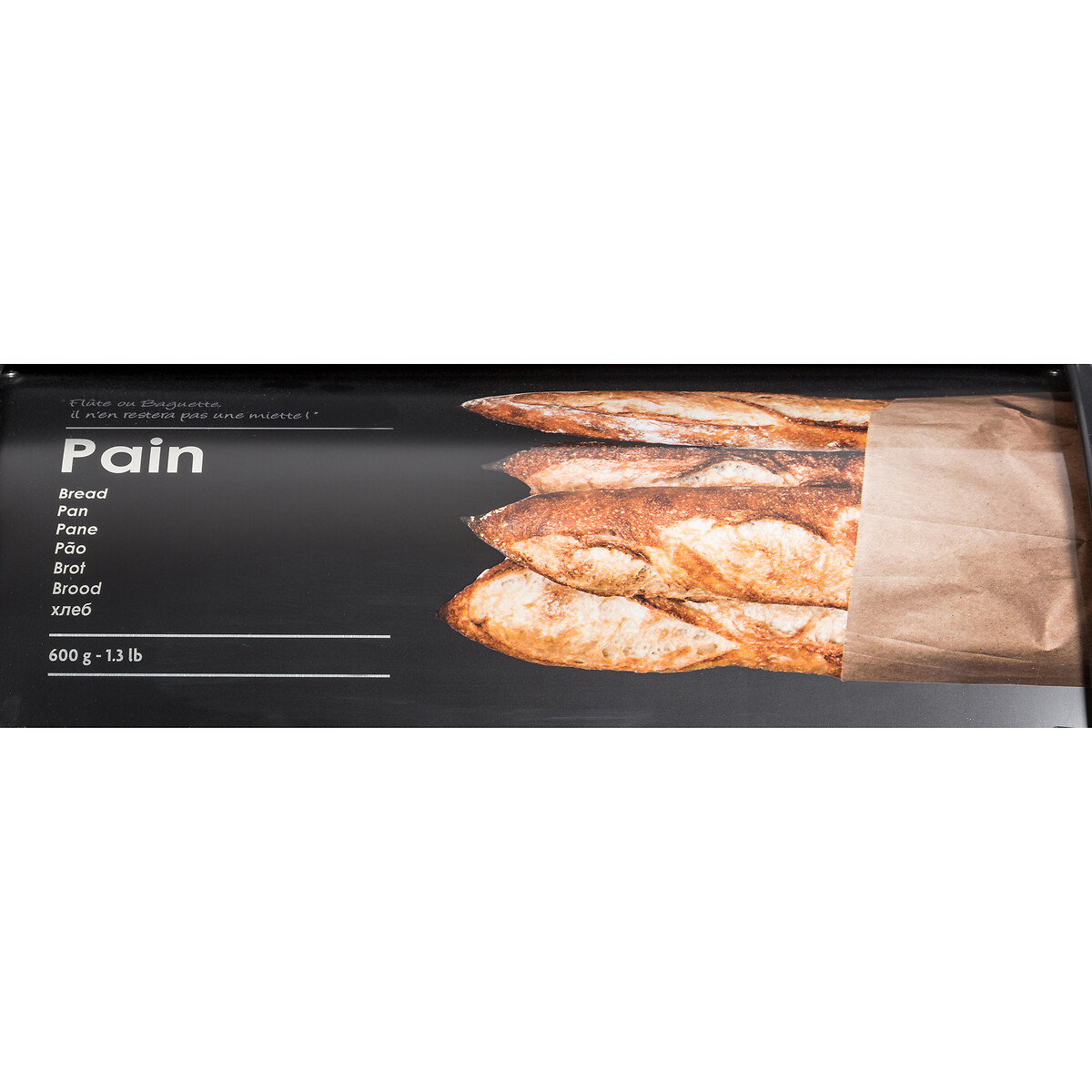 Boîte à pain métal 37,5cm - noir