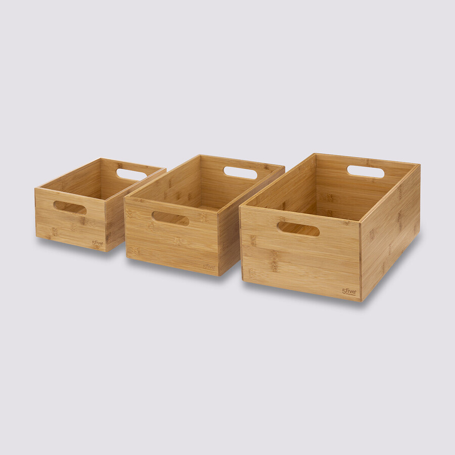 3 paniers rectangle en bambou Blackbamboo
