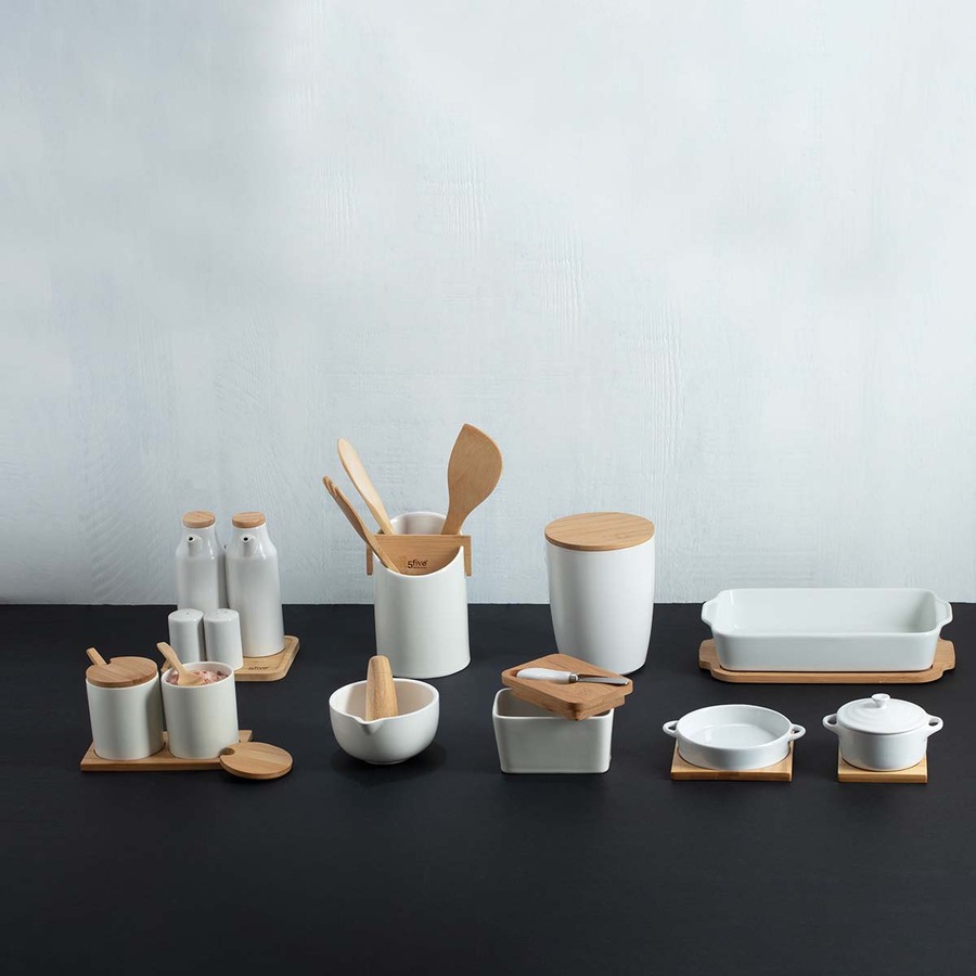 Set huile/vinaigre/poivre céramique, blanc Seramik