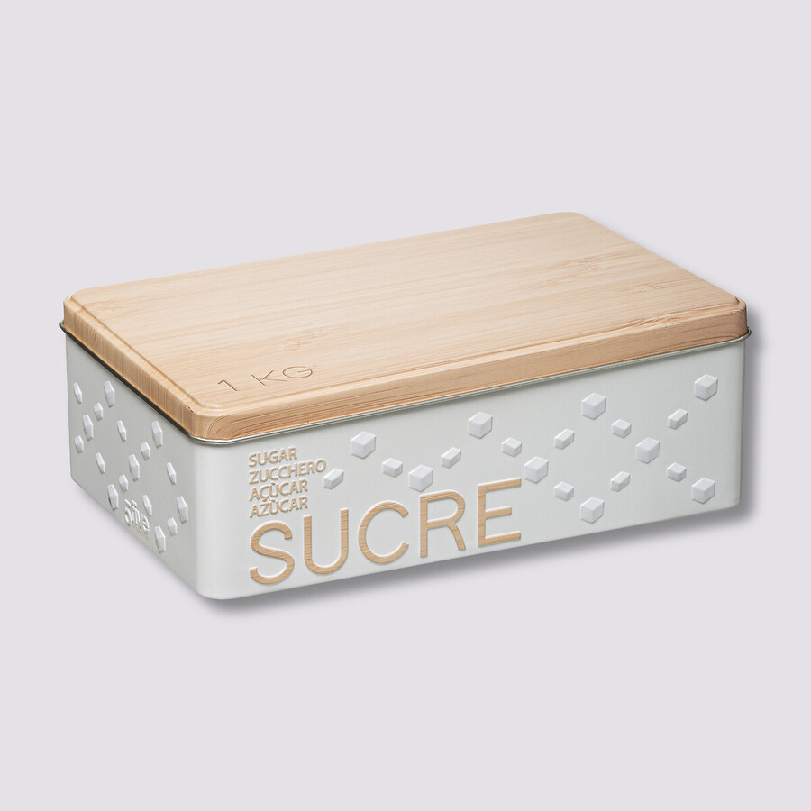 Boîte à sucre morceaux métal, blanc Scandi nature