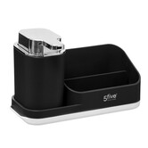 Organiseur évier avec distributeur 300ml, gris noir Néo
