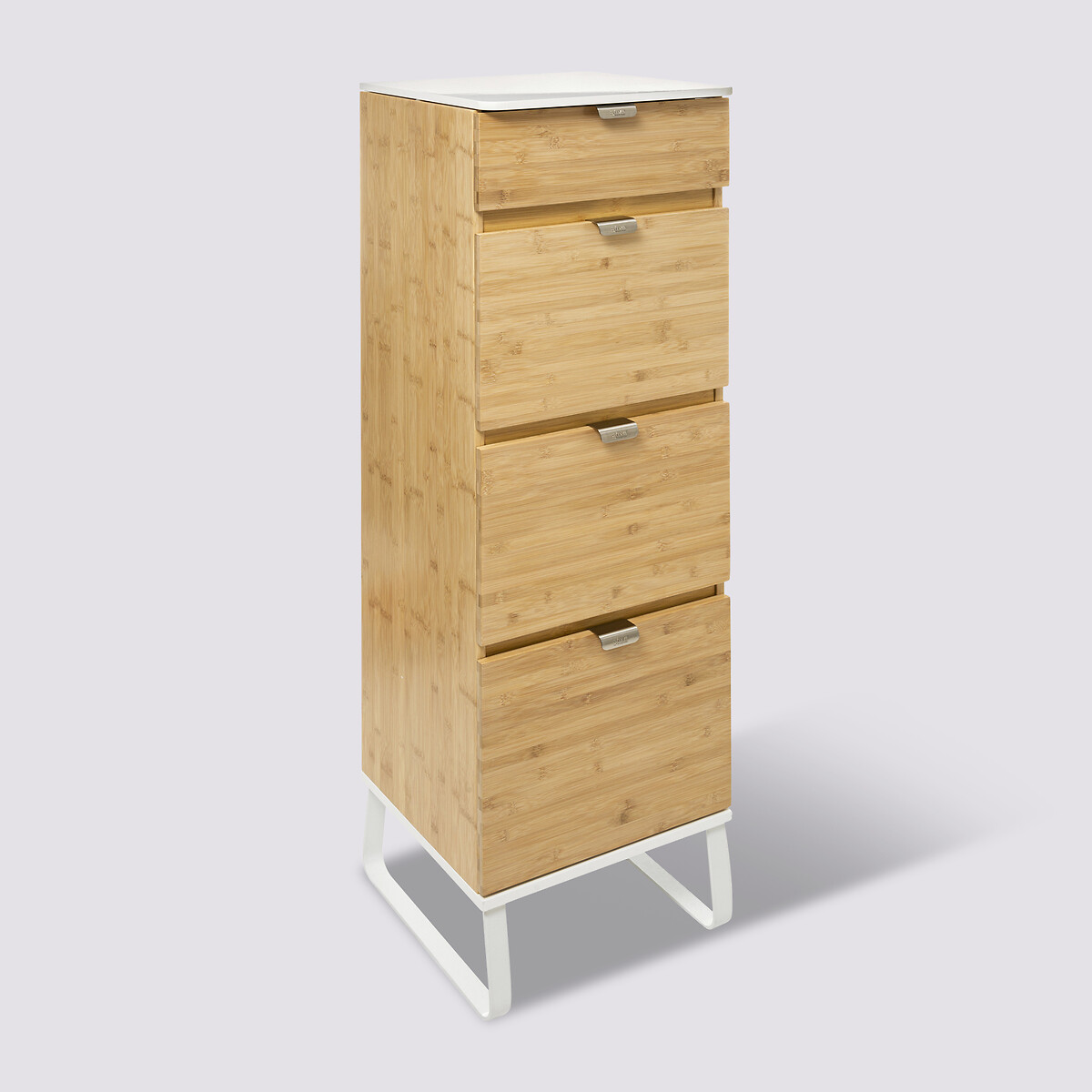 Rongfmy Tiroir de Rangement en Bambou pour Bureau Ciseaux Fournitures Premium pour Salle de Bain Blanc Trois Couches