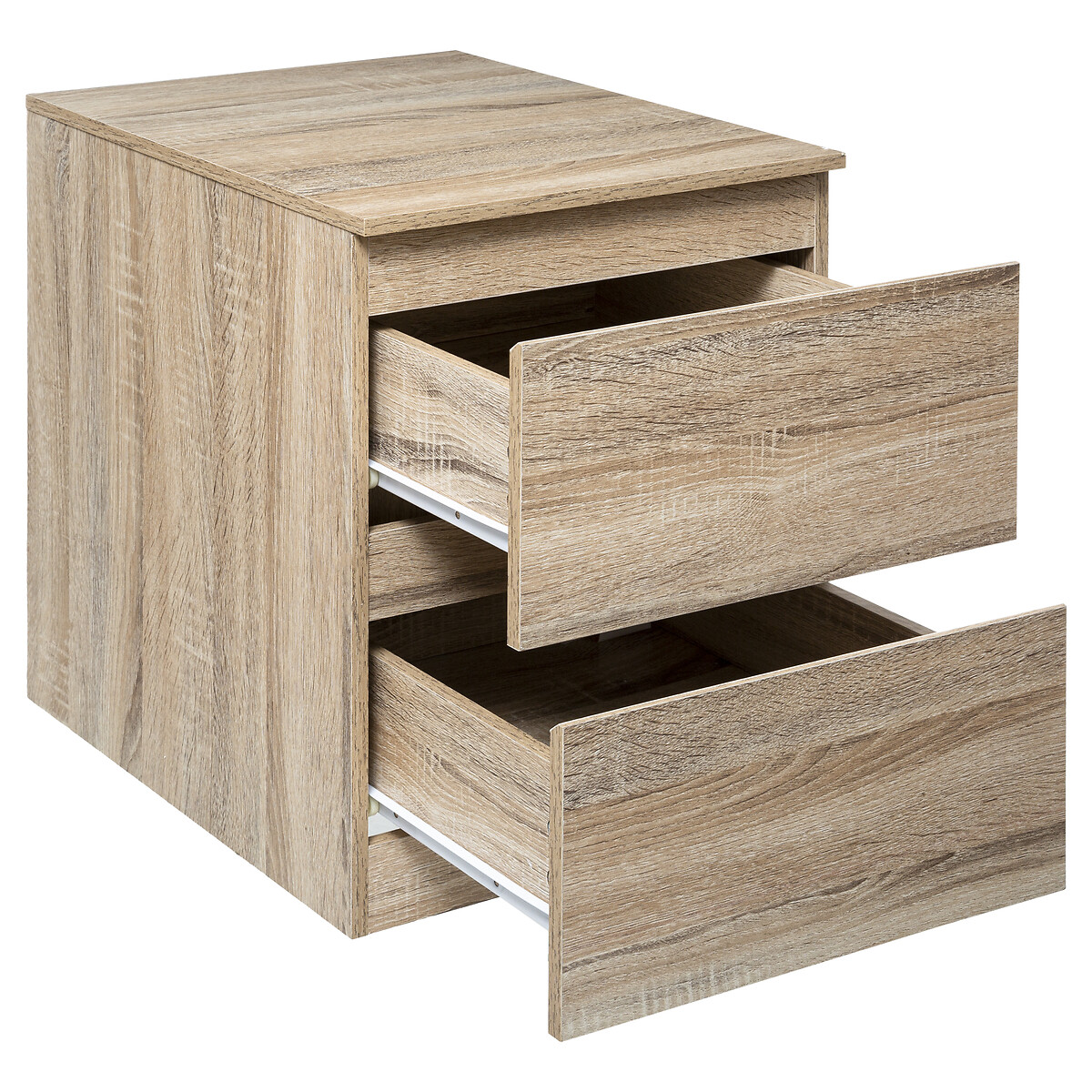 Commode 2 tiroirs, effet bois naturel