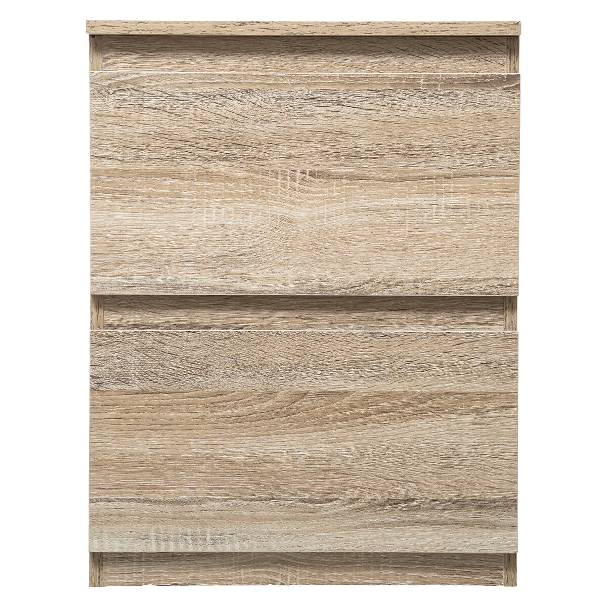 Commode 2 tiroirs, effet bois naturel