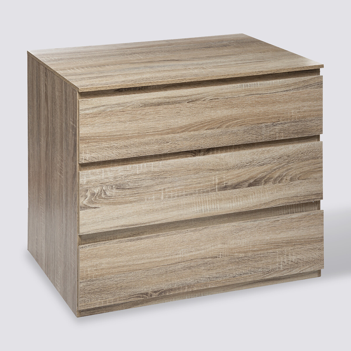 Commode 3 tiroirs, effet bois naturel Dolo