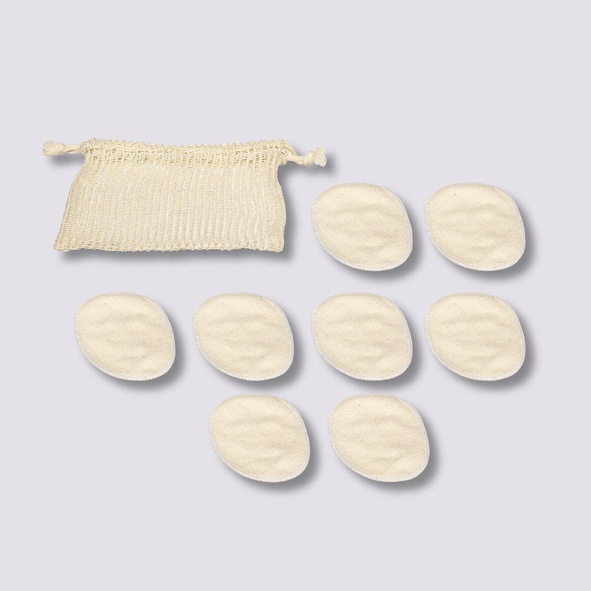 Sac avec 8 cotons démaquillants lavables 