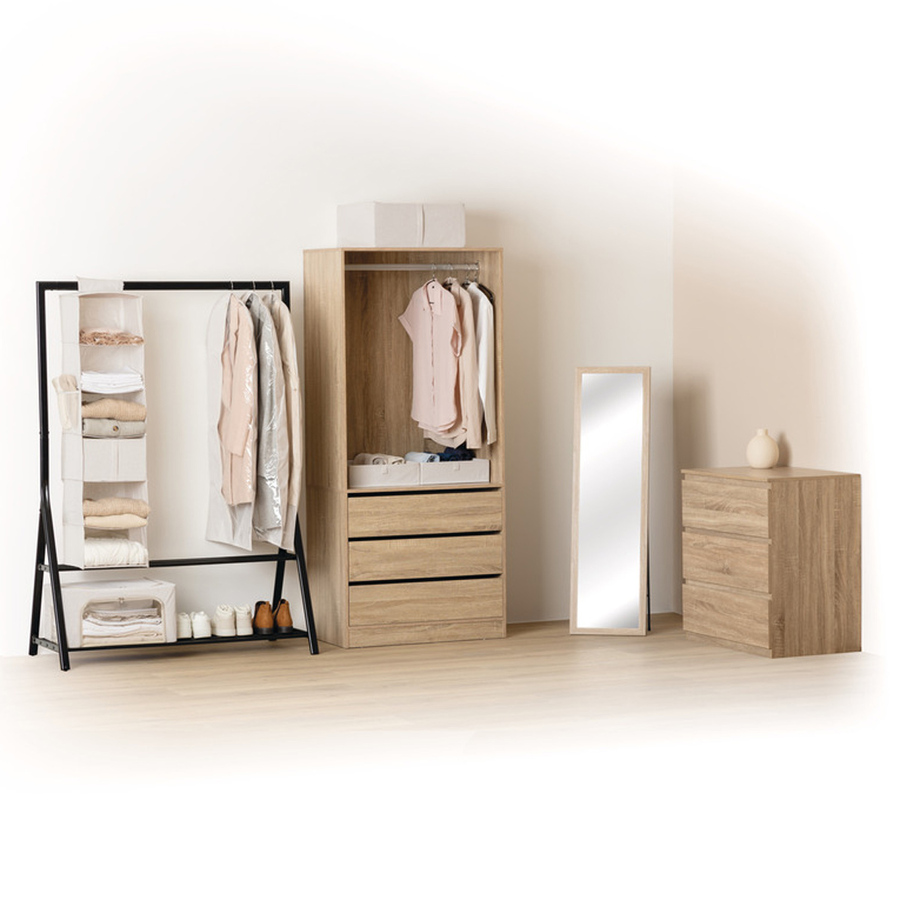 Commode 3 tiroirs, effet bois naturel Dolo