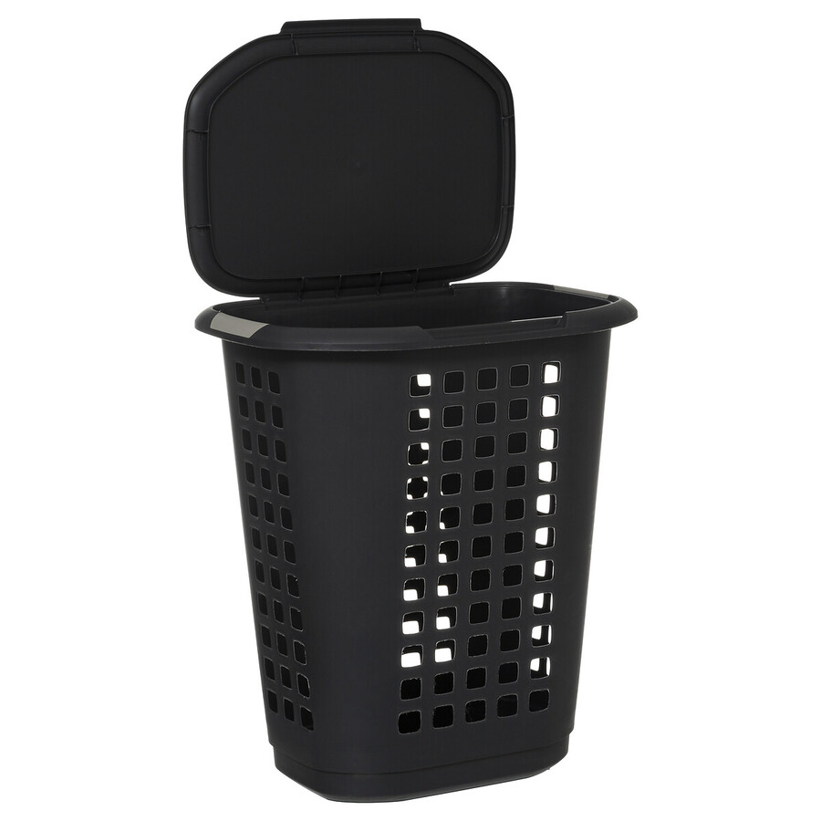 Relaxdays Panier à Linge Pliable 35 Litres - Plastique Violet Avec Poignées - Peu Encombrant