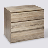 Commode 3 tiroirs, effet bois naturel Dolo