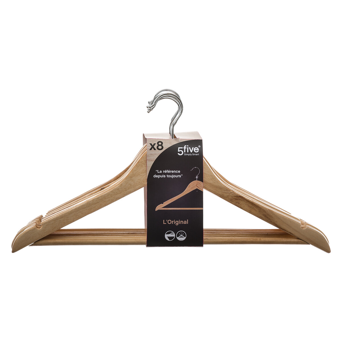 Lot de 8 cintres en bois Hang'up