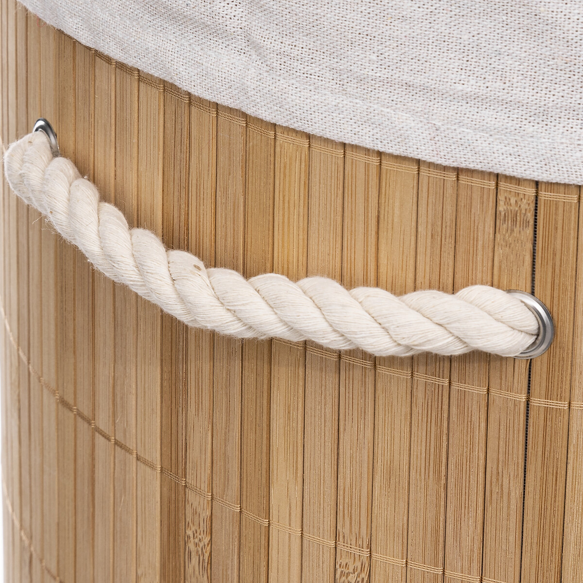 Panier à linge rond, 48l Bambou