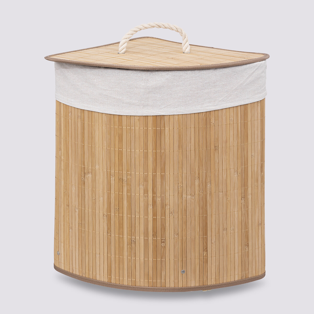 5five Panier à Linge D'Angle En Bambou 48L – Design Malin Et Écologique Pour Coin De Salle De Bain Ou Chambre