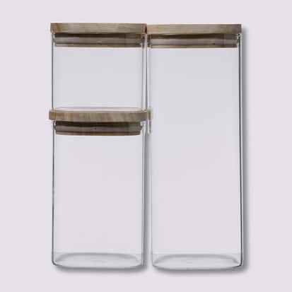 3 bocaux verre empilables couvercle bois - Hermet | 5five