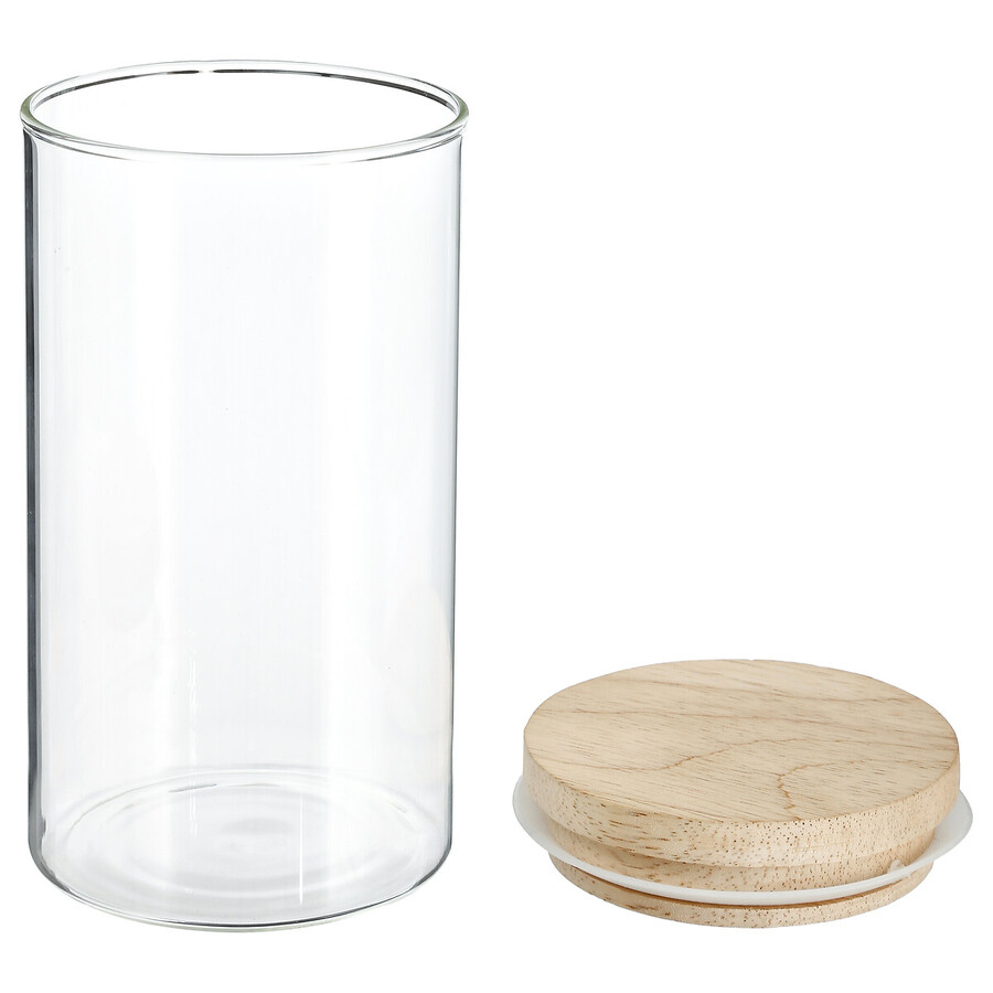 Bocal verre couvercle bois 1l Hermet