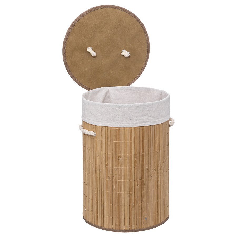 Panier à linge rond, 48l Bambou