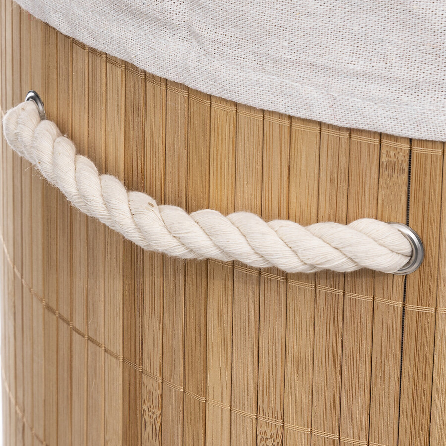 Panier à linge rond, 48l Bambou