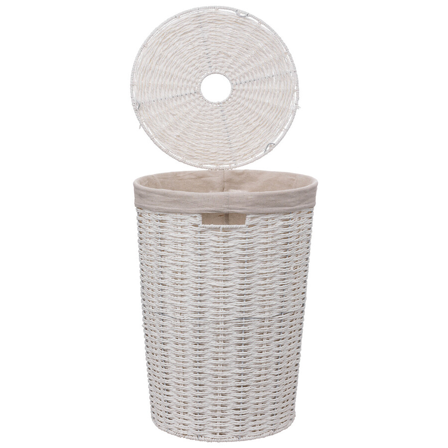 Panier à linge rond 40l, blanc Vannerie