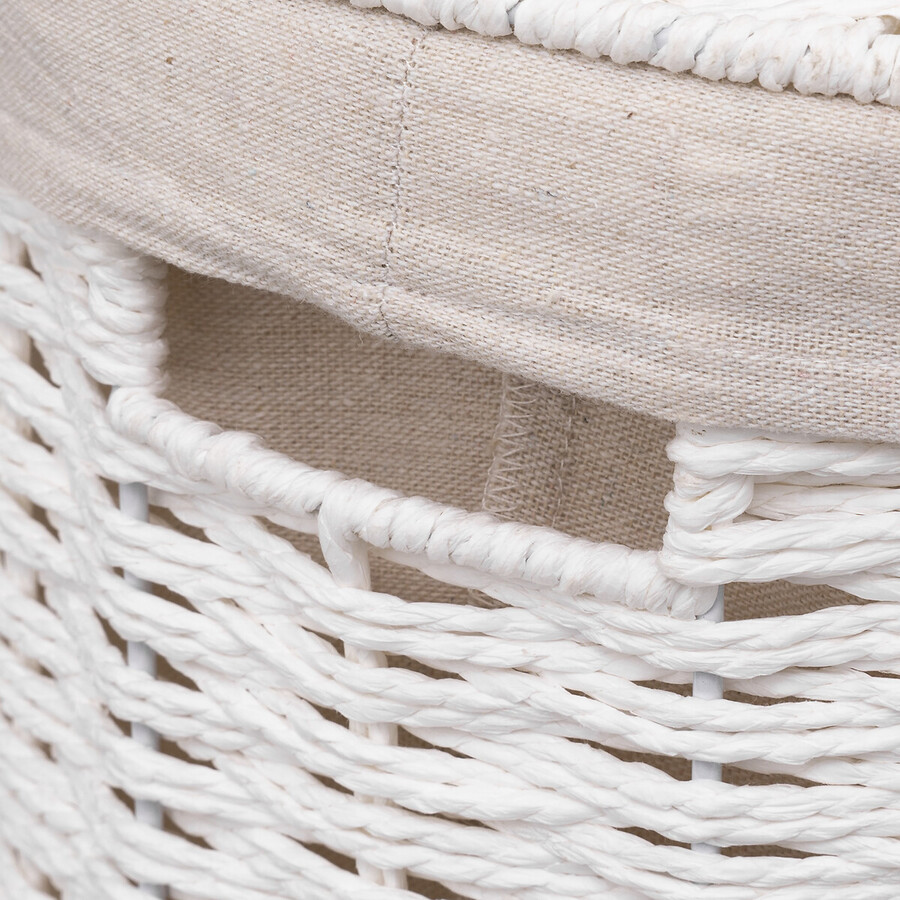 Panier à linge rond 40l, blanc Vannerie