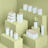 Boîte à café métal 500g, blanc Scandi nature