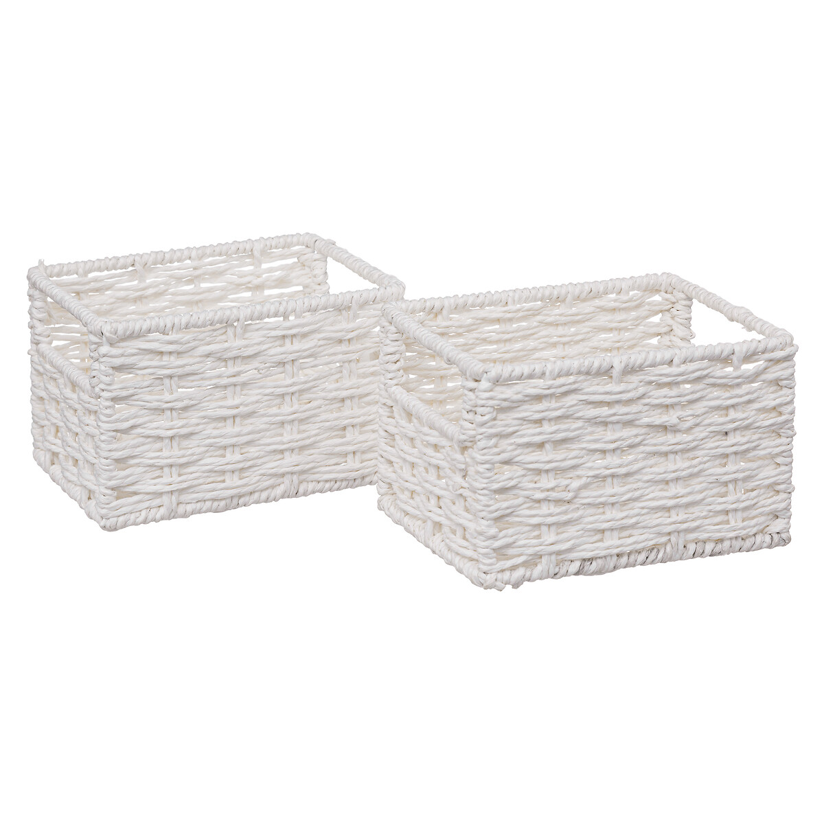4 paniers de rangement, blanc Vannerie