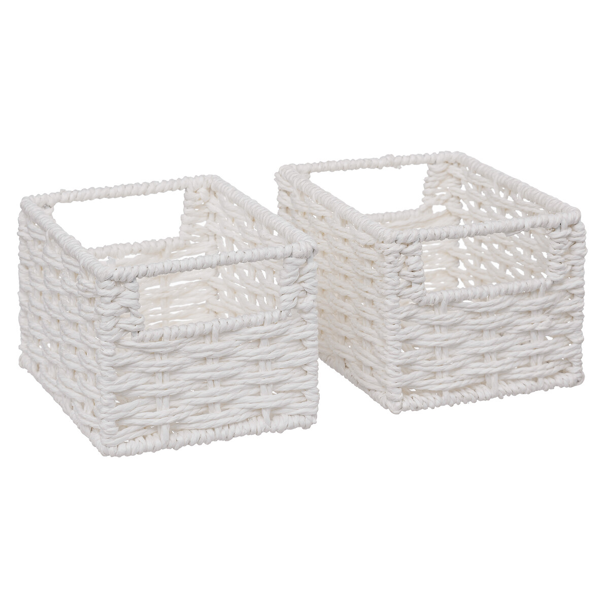 4 paniers de rangement, blanc Vannerie